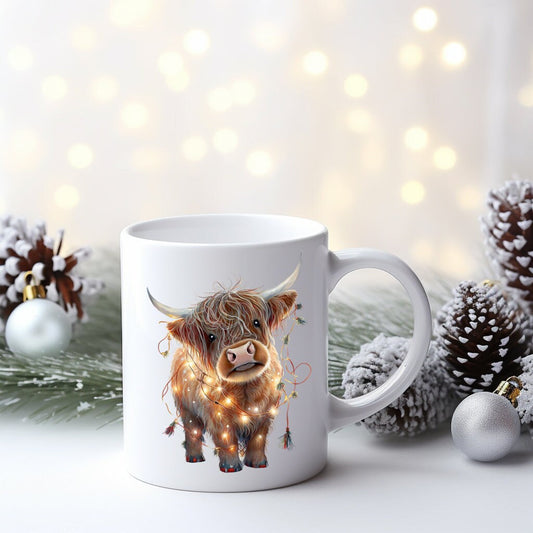Christmas Highland Cow Mug, Highland Cow Christmas Mug, Christmas Cows Mug, Christmas Mug