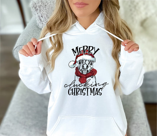 Merry Clucking Christmas Chicken Sweatshirt, Christmas Chicken Hoodie Christmas Chicken Hoody