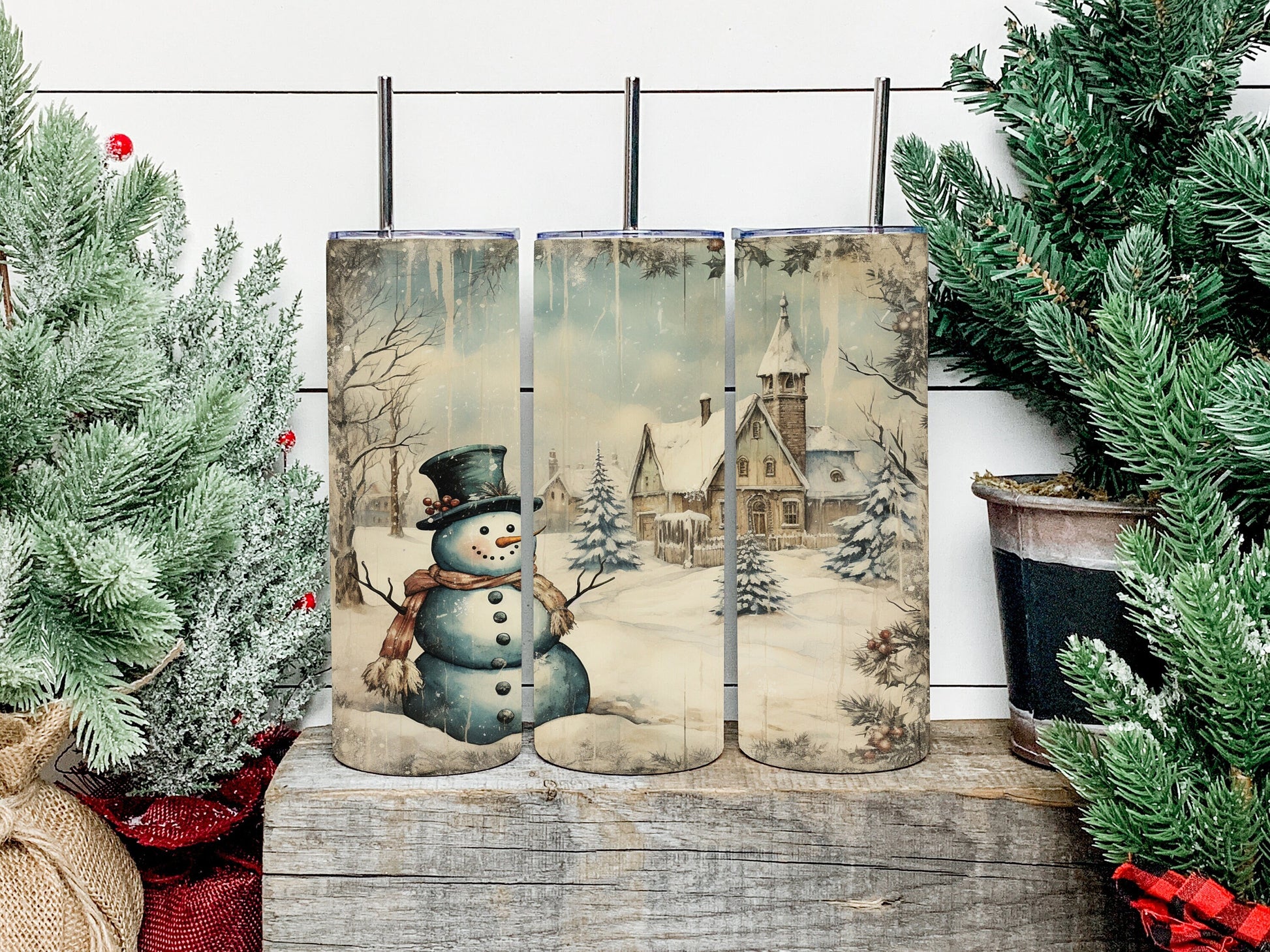 Vintage Snowman Tumbler, Vintage Snowman Skinny Tumbler, Vintage Snowman Tumbler