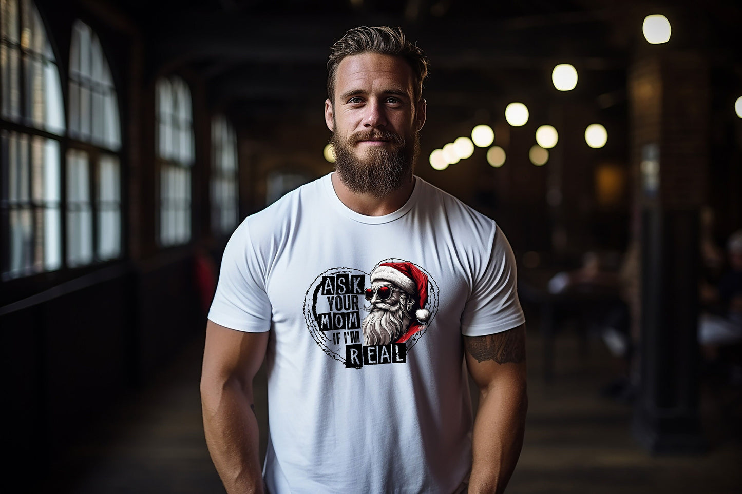 Ask Your Mom If I'm Real Funny Christmas Shirt, Funny Christmas Santa Shirt T-Shirt