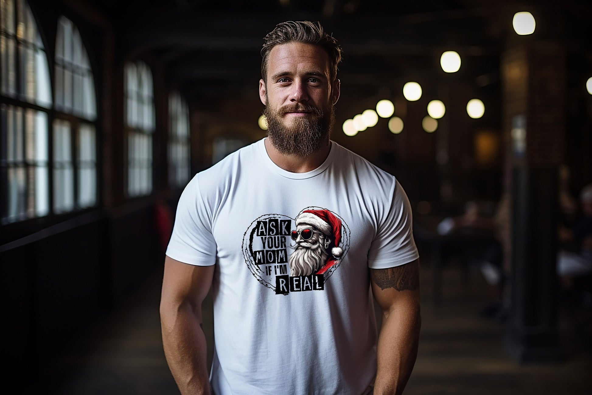 Ask Your Mom If I'm Real Funny Christmas Shirt, Funny Christmas Santa Shirt T-Shirt